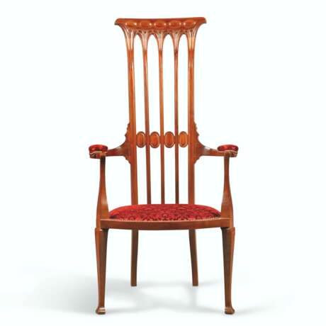 AN ARTS AND CRAFTS MAHOGANY OPEN ARMCHAIR - фото 1
