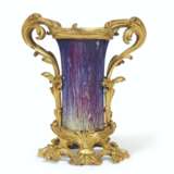 A LOUIS XV ORMOLU-MOUNTED CHINESE FLAMBE-GLAZED SMALL PORCELAIN VASE - фото 1
