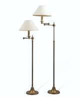 A PAIR OF FRENCH GILT-LACQUERED BRASS TELESCOPIC FLOOR LAMPS