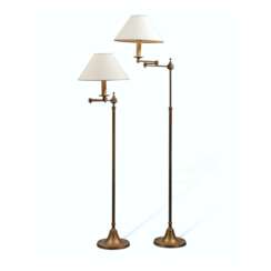 A PAIR OF FRENCH GILT-LACQUERED BRASS TELESCOPIC FLOOR LAMPS