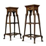 A PAIR OF FRENCH `ETRUSCAN REVIVAL` BRASS AND MARBLE-MOUNTED MAHOGANY STANDS - фото 1