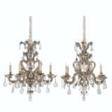 A PAIR OF ITALIAN ROCK CRYSTAL, CUT-GLASS, AMETHYST AND GILT-METAL SIX-LIGHT CHANDELIERS - photo 1