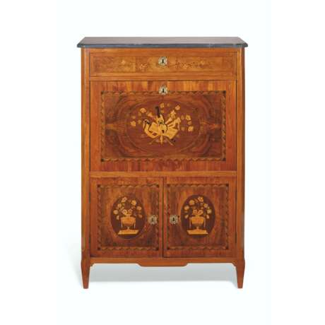A LOUIS XVI ORMOLU-MOUNTED WALNUT AND TULIPWOOD MARQUETRY SECRETAIRE A ABATTANT - фото 1