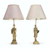 A PAIR OF FRENCH GILT-BRONZE FIGURES MOUNTED AS LAMPS - photo 1