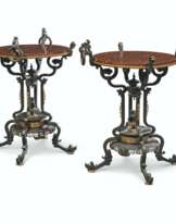 A PAIR OF FRENCH 'JAPONISME' PARCEL-GILT AND PATINATED BRONZE GUERIDONS