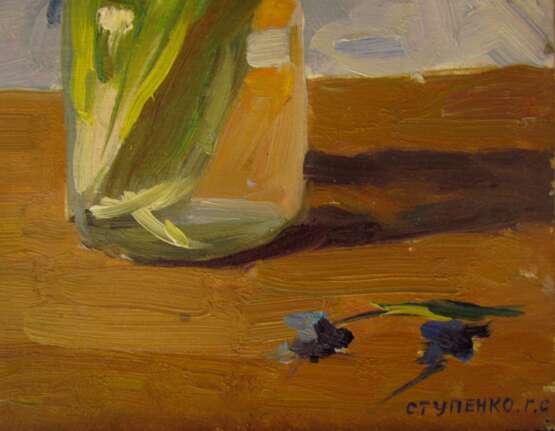Oil painting “Подснежники”, Grigory Stepanovich Stupenko (1926), Cardboard, Oil paint, Impressionist, Flower still life, Ukraine - photo 2