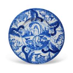 A DUTCH DELFT BLUE AND WHITE MYTHOLOGICAL CHARGER