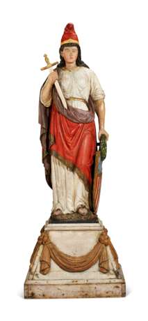 A CARVED AND POLYCHROME PAINT-DECORATED `GODDESS OF LIBERTY` CIGAR STORE FIGURE - фото 1