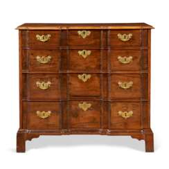 A CHIPPENDALE MAHOGANY BLOCK-FRONT CHEST-OF-DRAWERS