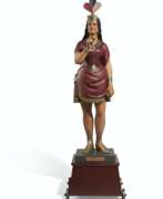 Цинк. A ZINC POLYCHROME PAINT-DECORATED CIGAR STORE FIGURE OF A &#39;RISING STAR&#39;