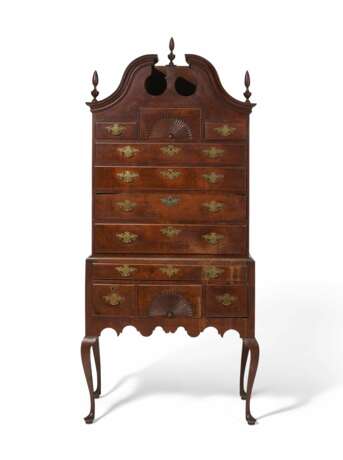 THE WILCOX FAMILY QUEEN ANNE CARVED CHERRYWOOD HIGH CHEST-OF-DRAWERS - фото 1