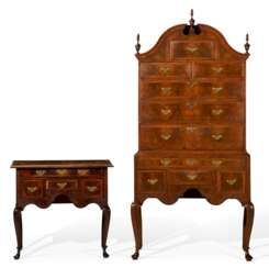 THE MARY ORNE DIMAN QUEEN ANNE WALNUT-VENEERED HIGH CHEST AND MATCHING DRESSING TABLE