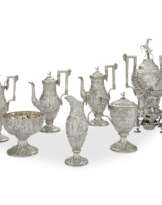 AN AMERICAN SILVER SEVEN-PIECE TEA AND COFFEE SERVICE