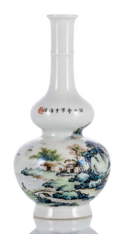Vase mit Landschaftsdekor im Stil von Wang Xiaoting - Foto 1