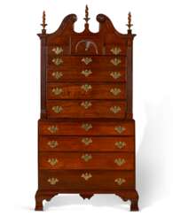A CHIPPENDALE CARVED CHERRYWOOD CHEST-ON-CHEST