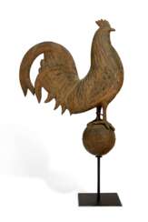 A GILDED AND MOLDED COPPER ROOSTER WEATHERVANE