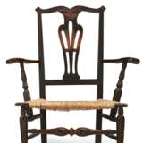 A CHIPPENDALE BLACK-PAINTED MAPLE SLIPPER ARMCHAIR - фото 1