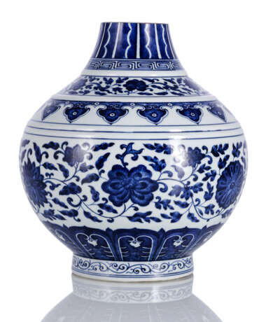 Flaschenvase mit Blau-weiss-Dekor diverser Blüten - photo 1