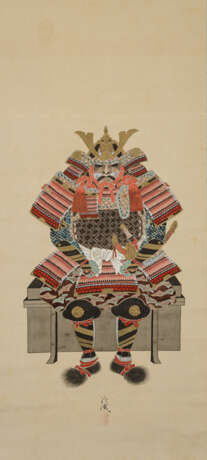 Fünf Malereien m. Darstellung von Samurai in prächtigen Rüstungen v. diversen Künstlern - photo 4