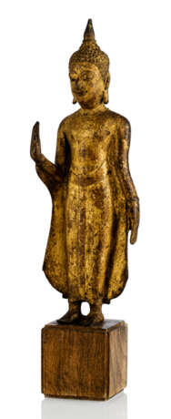 Bronze des Buddha Shakyamuni mit Goldlack gefasst - Foto 1