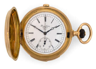 Goldene Savonette-Taschenuhr mit Minutenrepetition und Chronograph