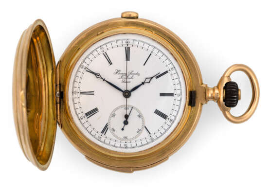 Goldene Savonette-Taschenuhr mit Minutenrepetition und Chronograph - фото 1