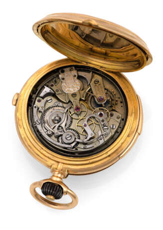 Goldene Savonette-Taschenuhr mit Minutenrepetition und Chronograph - Foto 2