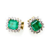 Paar feine Smaragd-Diamant-Ohrclips - фото 1