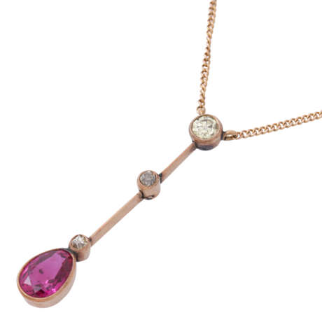 Jugendstil Collier mit pinkfarbenem Saphir- Tropfen ca. 1,5 ct, - фото 4