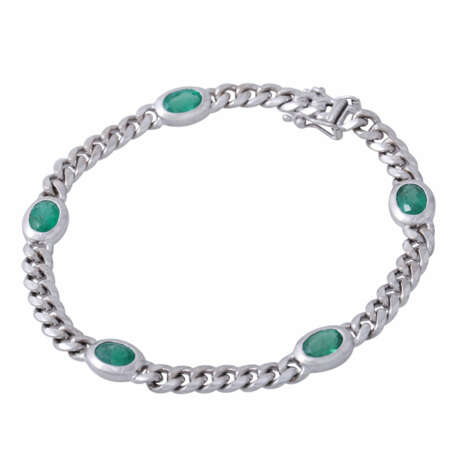 Armband mit 5 oval facettierten Smaragden zus. ca. 3 ct, - Foto 3