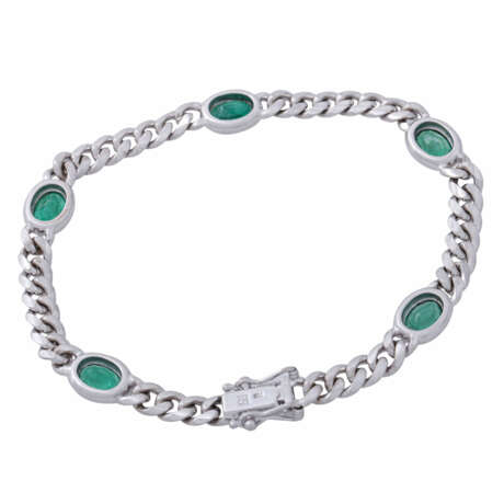 Armband mit 5 oval facettierten Smaragden zus. ca. 3 ct, - Foto 4