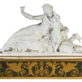 A PARIS (DIHL) BISCUIT PORCELAIN BACCHANALIAN FIGURE GROUP AND FAUX PATINATED-BRONZE STAND - фото 1