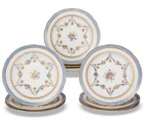 A SET OF TEN SEVRES PORCELAIN DESSERT PLATES