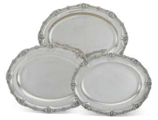 A SUITE OF THREE GEORGE III SILVER MEAT DISHES