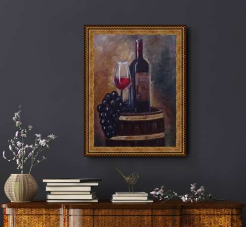 Oil painting “Натюрморт с вином”, масло на оргалите, мастихиновая живопись, Impressionist, Still life, Ukraine, 2021 - photo 6