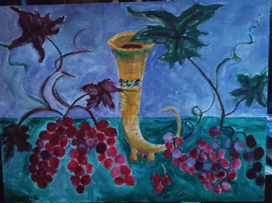 Oil painting “Натюрморт. Виноград и рог изобилия.”, Fiberboard, Paintbrush, Still life, Ukraine, 2022 - photo 1