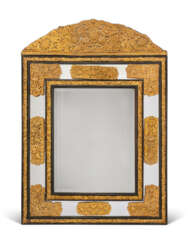 A LOUIS XIV EBONISED AND GILT-BRASS-MOUNTED MIRROR