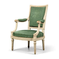 A LOUIS XVI GREY-PAINTED FAUTEUIL