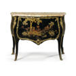 A LOUIS XV ORMOLU-MOUNTED VERNIS MARTIN BOMBE COMMODE - Auction archive