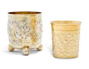 TWO GERMAN SILVER-GILT AND PARCEL-GILT BEAKERS
