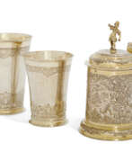 Philipp Stenglin (1667-1744). TWO GERMAN PARCEL-GILT SILVER BEAKERS AND A TANKARD