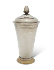 A LATVIAN PARCEL-GILT SILVER BEAKER AND COVER