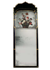 A WILLIAM AND MARY BLACK AND GILT-JAPANNED AND POLYCHROME-PAINTED PIER GLASS