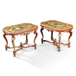 A PAIR OF ITALIAN POLYCHROME-PAINTED LACCA POVERA CONSOLE TABLES