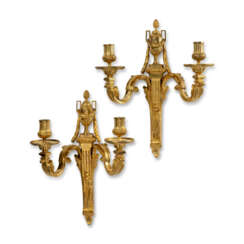 A PAIR OF LOUIS XVI ORMOLU TWO-BRANCH WALL-LIGHTS