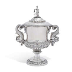 AN INDIAN COLONIAL SILVER CUP AND COVER