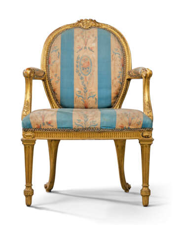 A PAIR OF GEORGE III GILTWOOD ARMCHAIRS - Foto 2