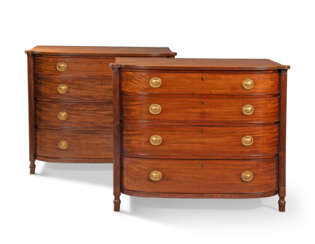 A PAIR OF REGENCY MAHOGANY BOWFRONT CHESTS