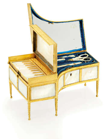 A CHARLES X ORMOLU-MOUNTED ENGRAVED MOTHER-OF-PEARL HARPSICHORD MUSICAL BOX WITH NECESSAIRE - photo 1