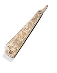 A RESTAURATION SILVERED BRASS AND ENGRAVED POLISHED STEEL RAZOR